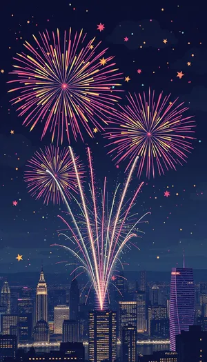 Colorful Fireworks Display in the Night Sky