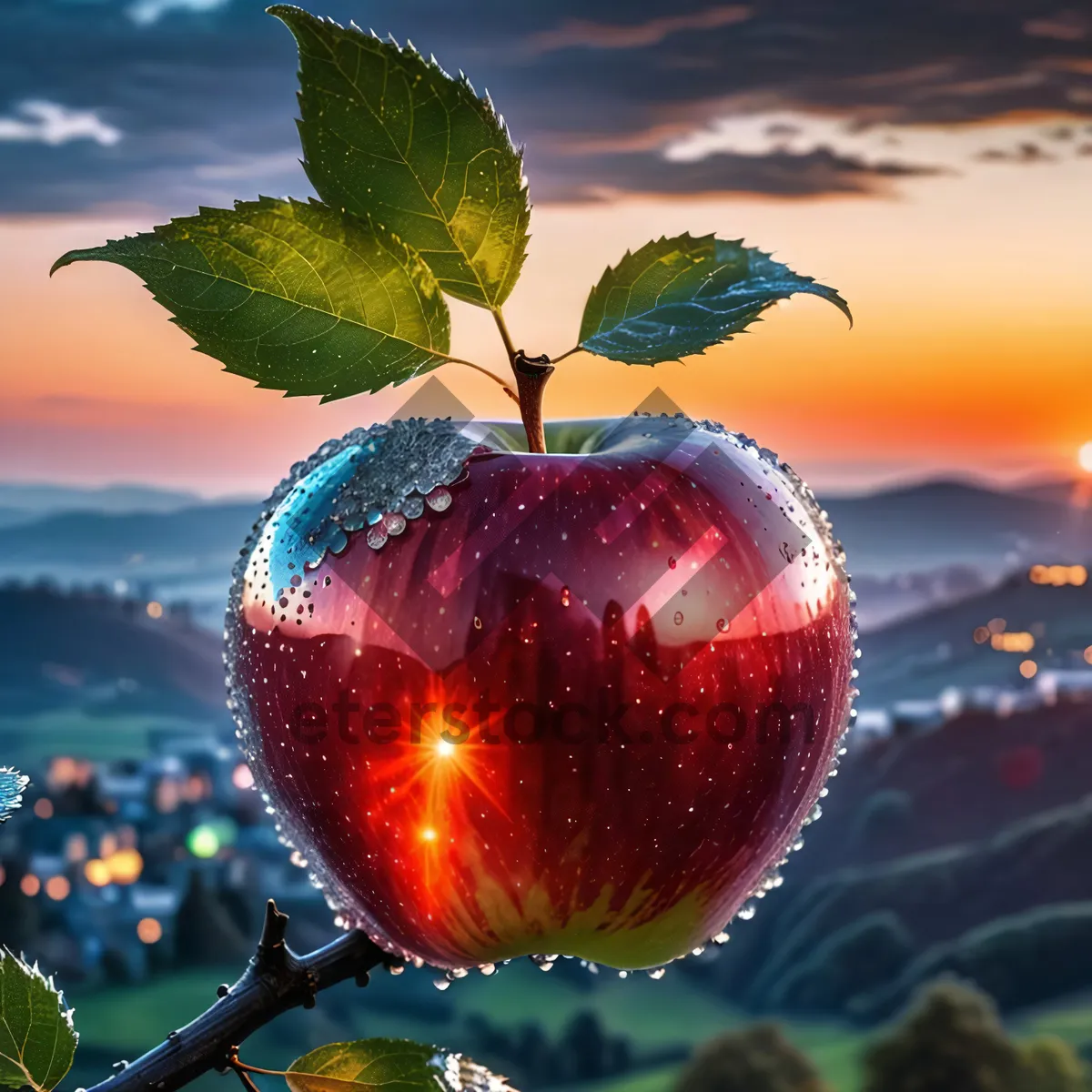 Picture of Fresh and delicious organic fruit salad with apple and cherry