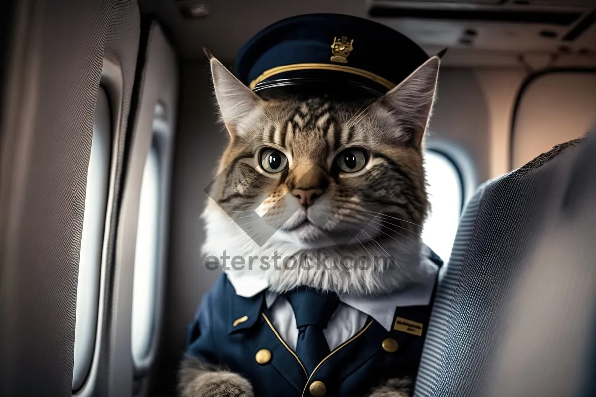 Picture of Gray Tabby Cat with Curious Eyes and Fluffy Fur