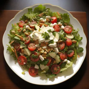Delicious, Nutritious Salad with Fresh Vegetables and Cheese