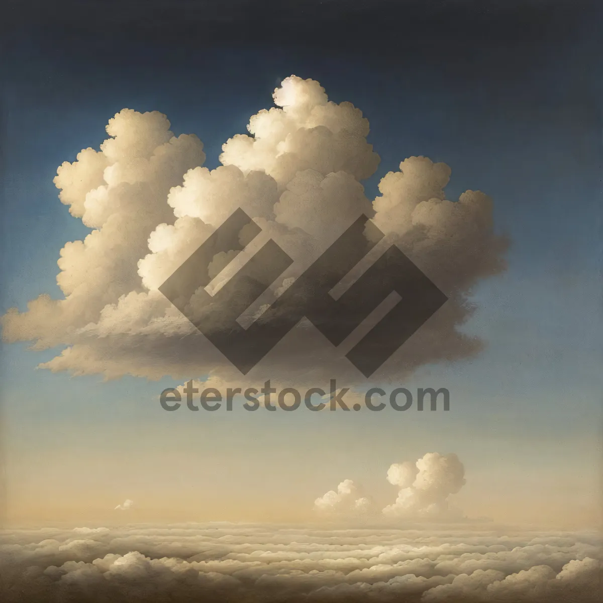 Picture of Serene Summer Sky with Fluffy Clouds