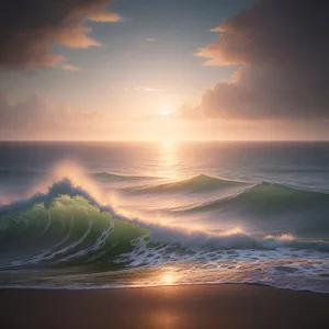 Serenity at Sunset: Coastal Horizon Reflects Celestial Glow
