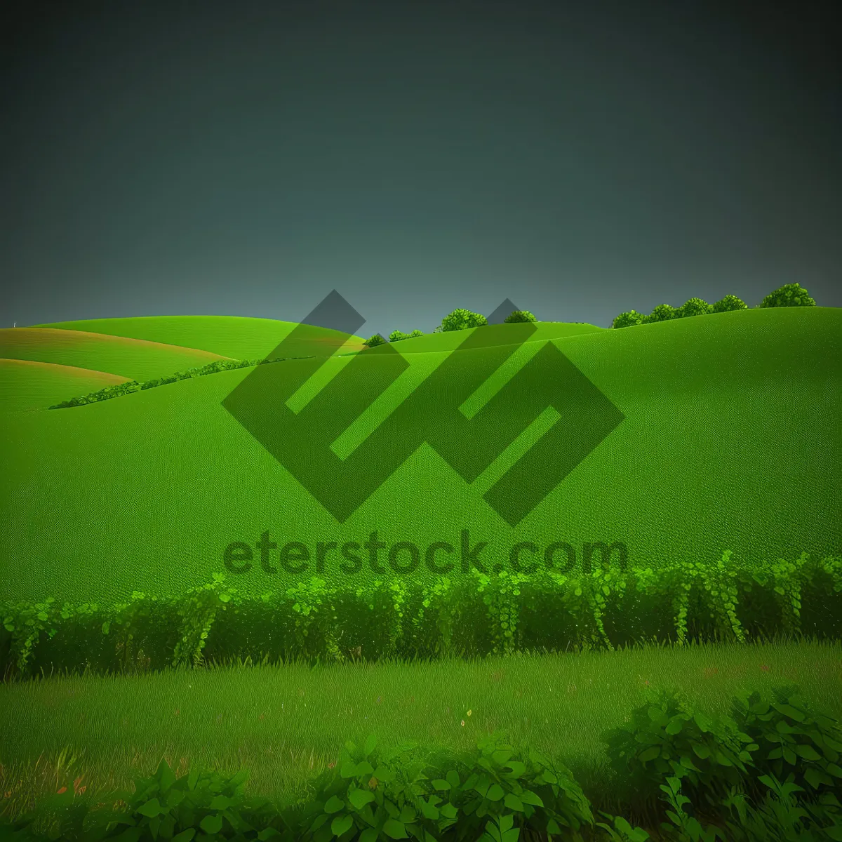 Picture of Rural landscape with rolling hills and clear skies