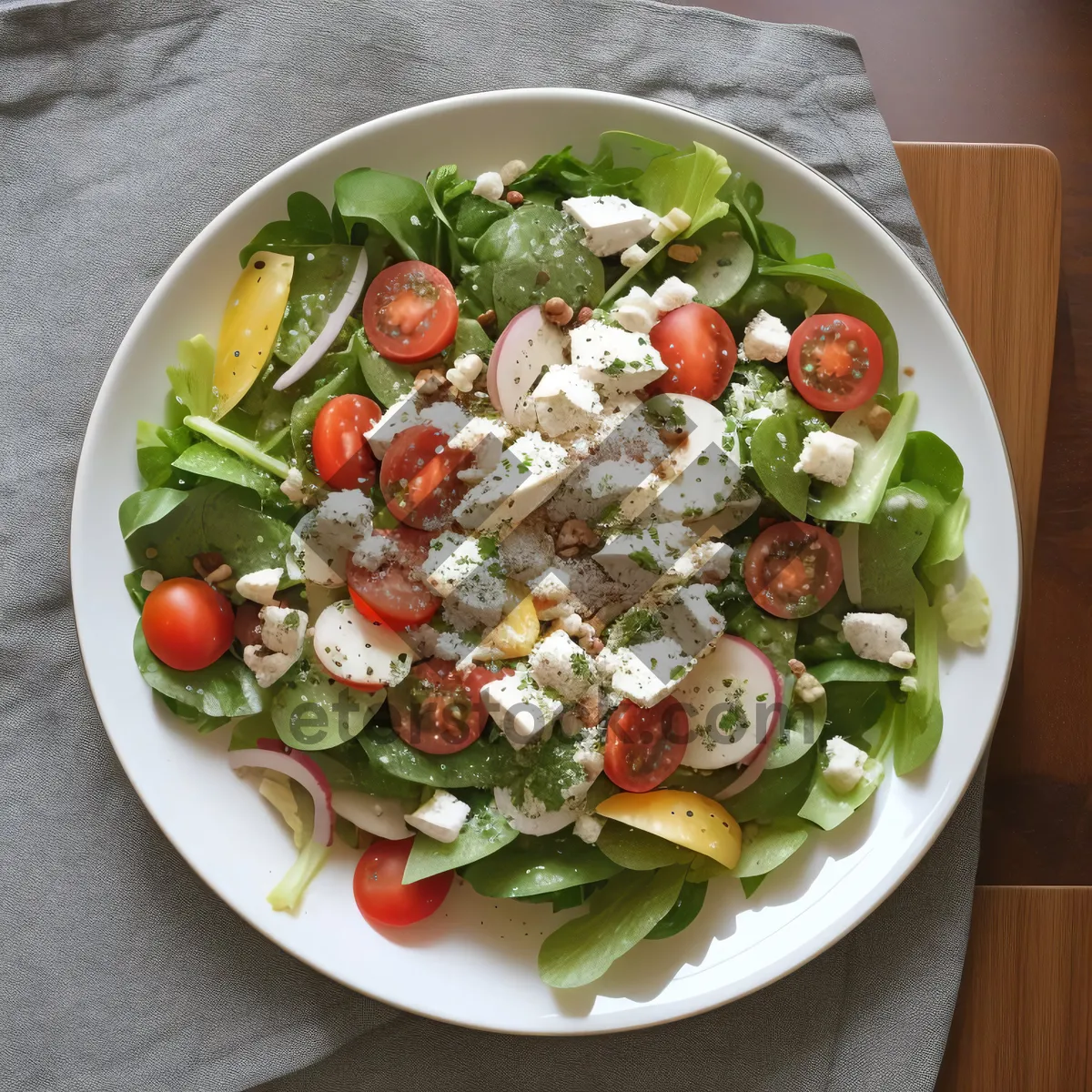 Picture of Delicious Gourmet Salad with Fresh Vegetables and Cheese