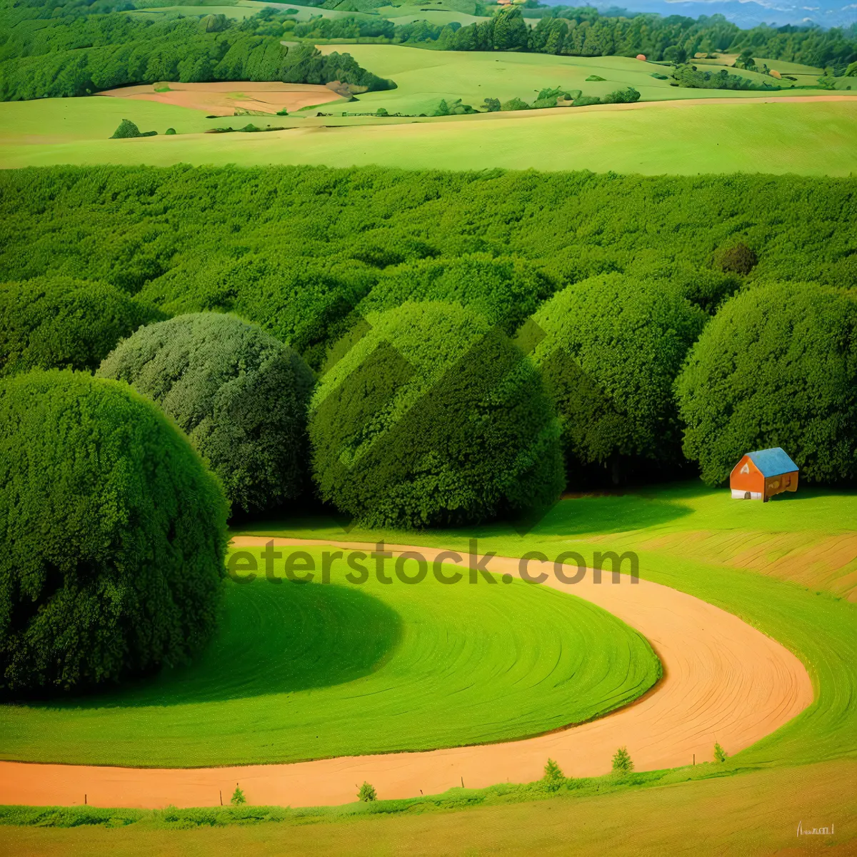 Picture of Idyllic Harvest: Rustic Farmland & Rolling Hills