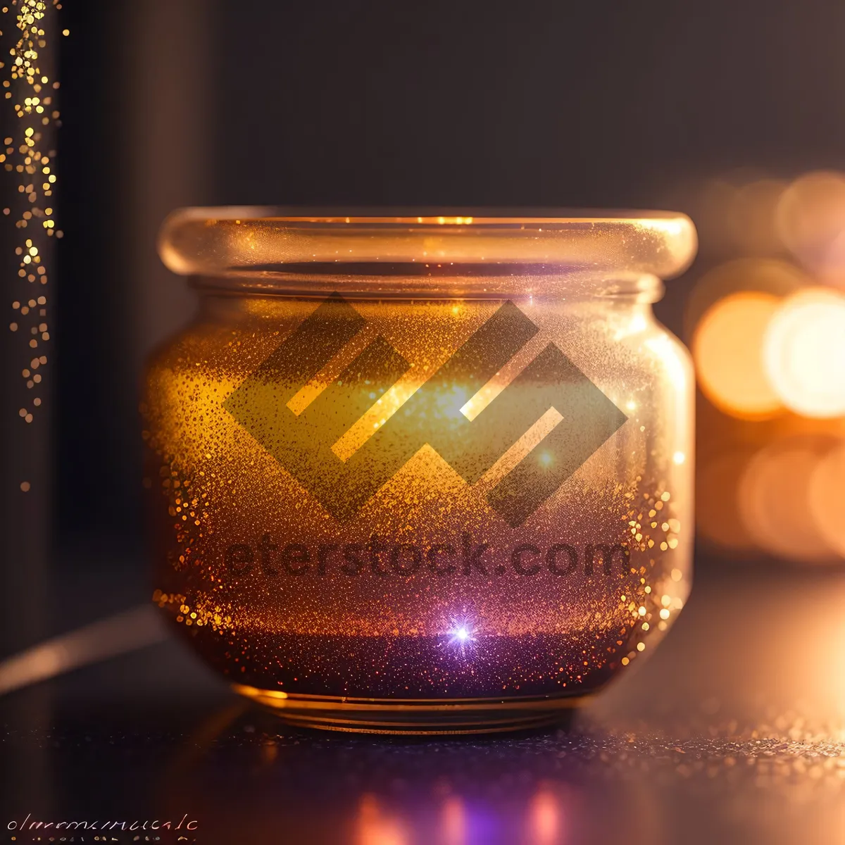 Picture of Tea-filled Glass Cup with Honey Splash