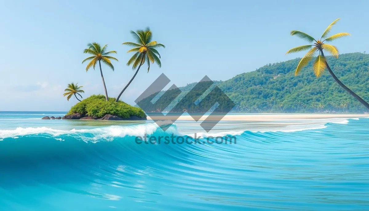 Picture of Tropical Beach Paradise with Palm Trees and Turquoise Water