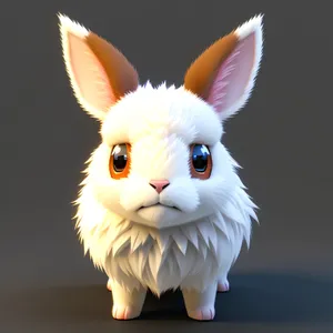 Cute Bunny with Fluffy Ears - Adorable Studio Portrait