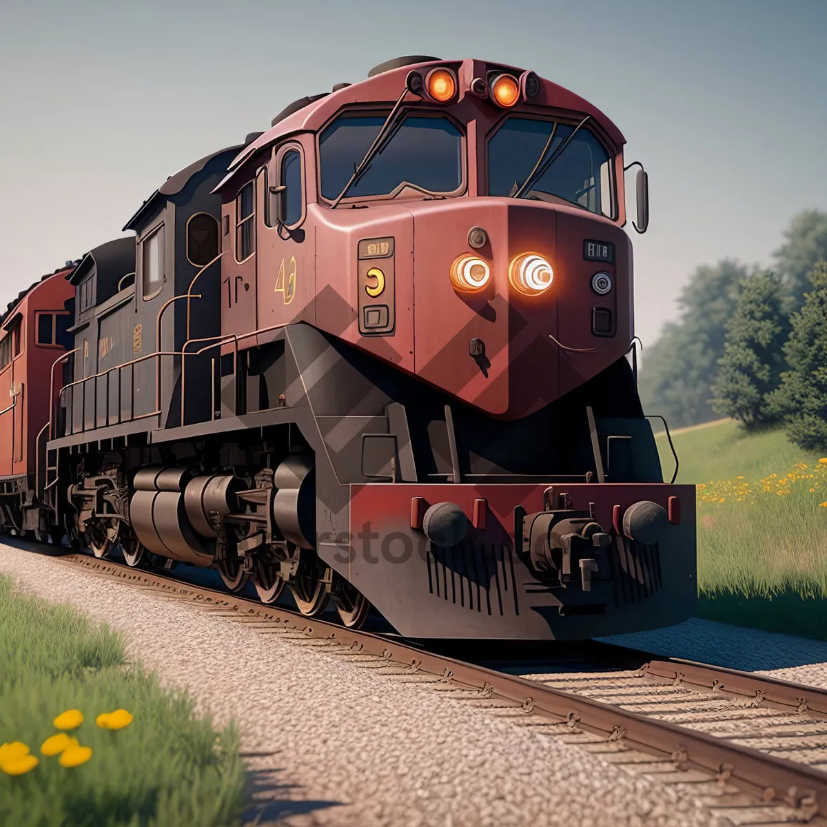 Picture of Vintage Electric Locomotive on Railway Track