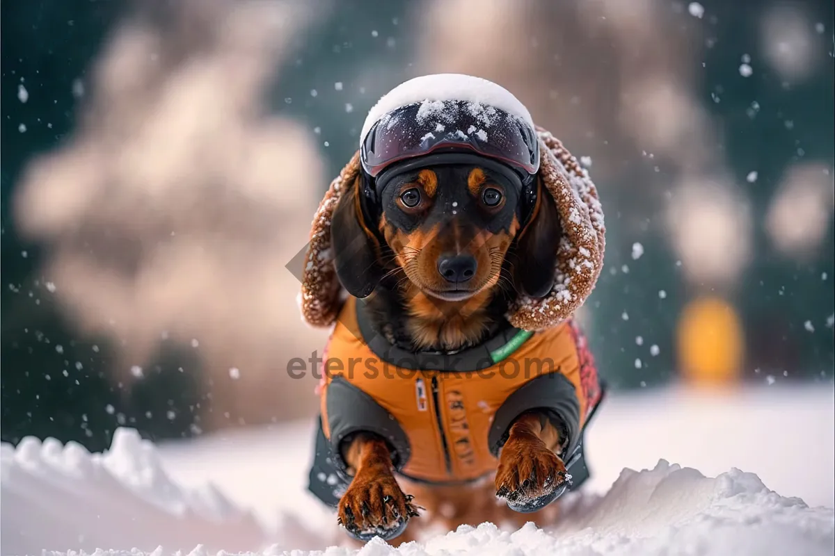 Picture of Happy Skier Enjoying Winter Fun in the Snow