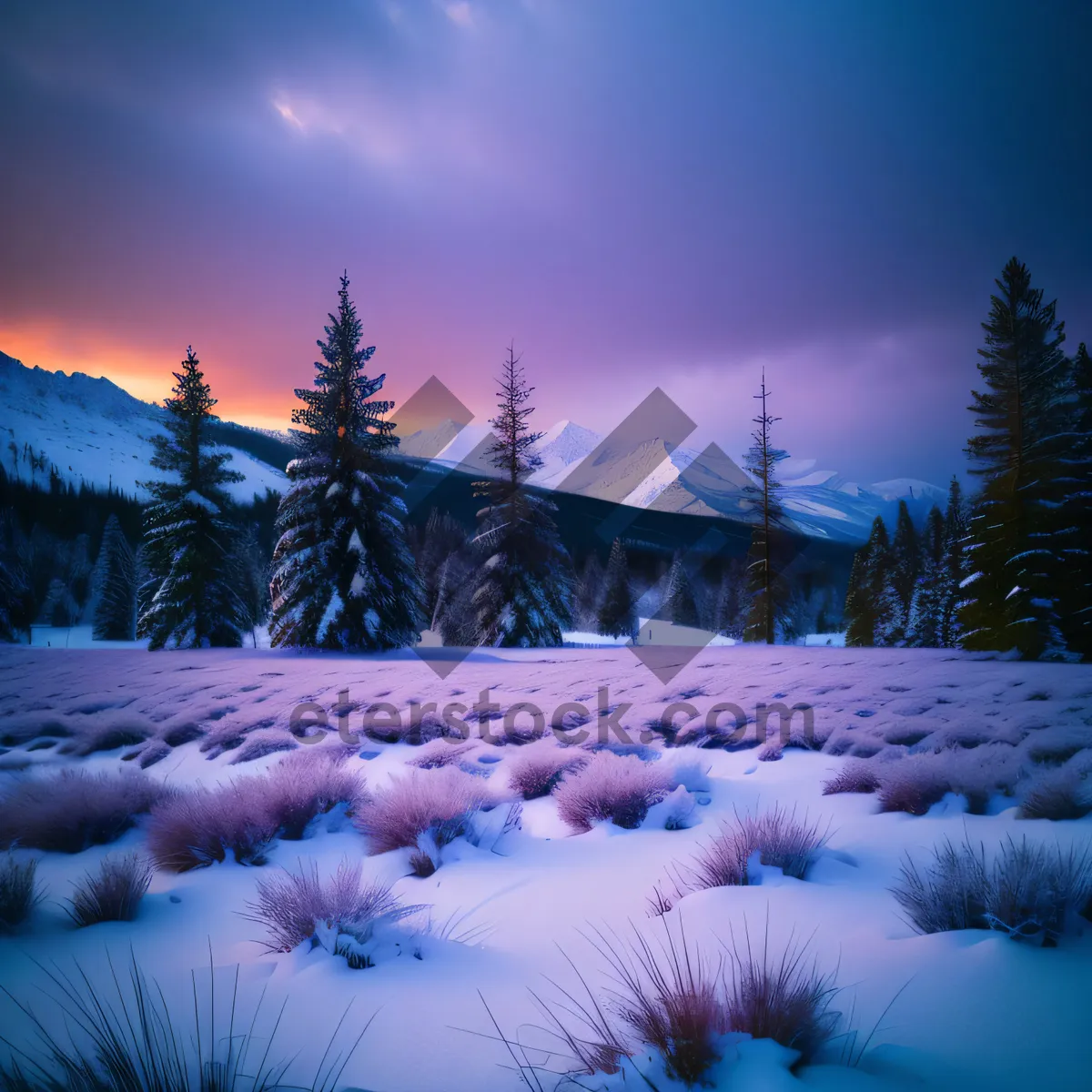 Picture of Magnificent snowy mountain landscape unfolds, transforming into a mesmerizing Winter Wonderland