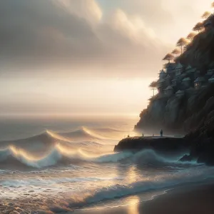 Serene Sunset Over Stunning Beachscape