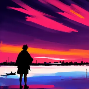 Serene Sunset Beach with Vibrant Sky