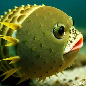 Tropical Puffer Fish in Exotic Coral Reef