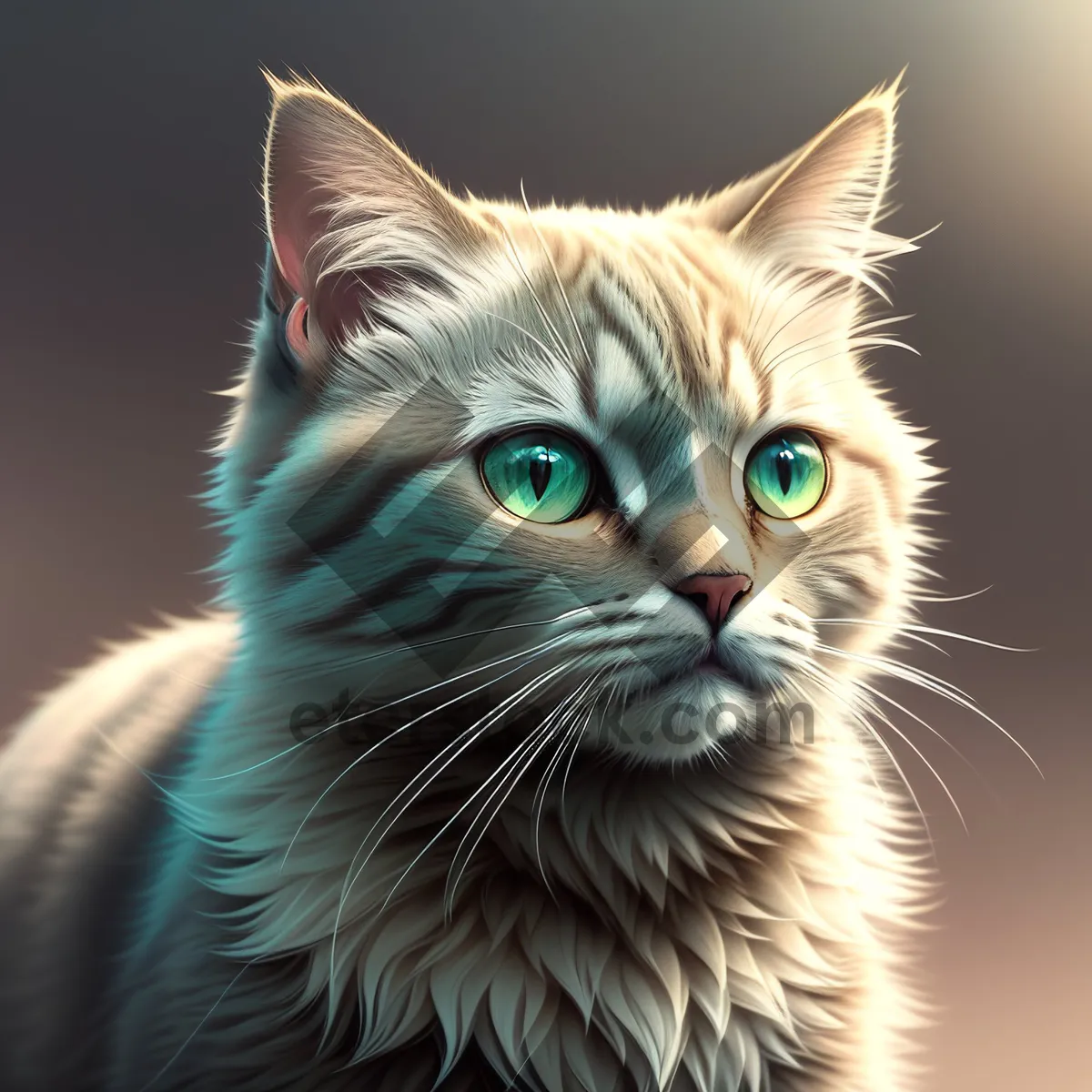 Picture of Cute Kitty with Striped Fur and Adorable Eyes