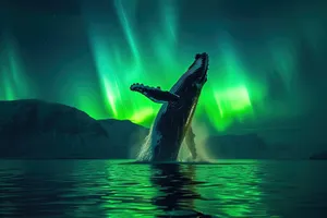 Nighttime Marine Landscape with Killer Whale