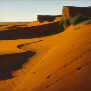 Moroccan Desert Sunset: Majestic Dunes Embracing Orange Sky