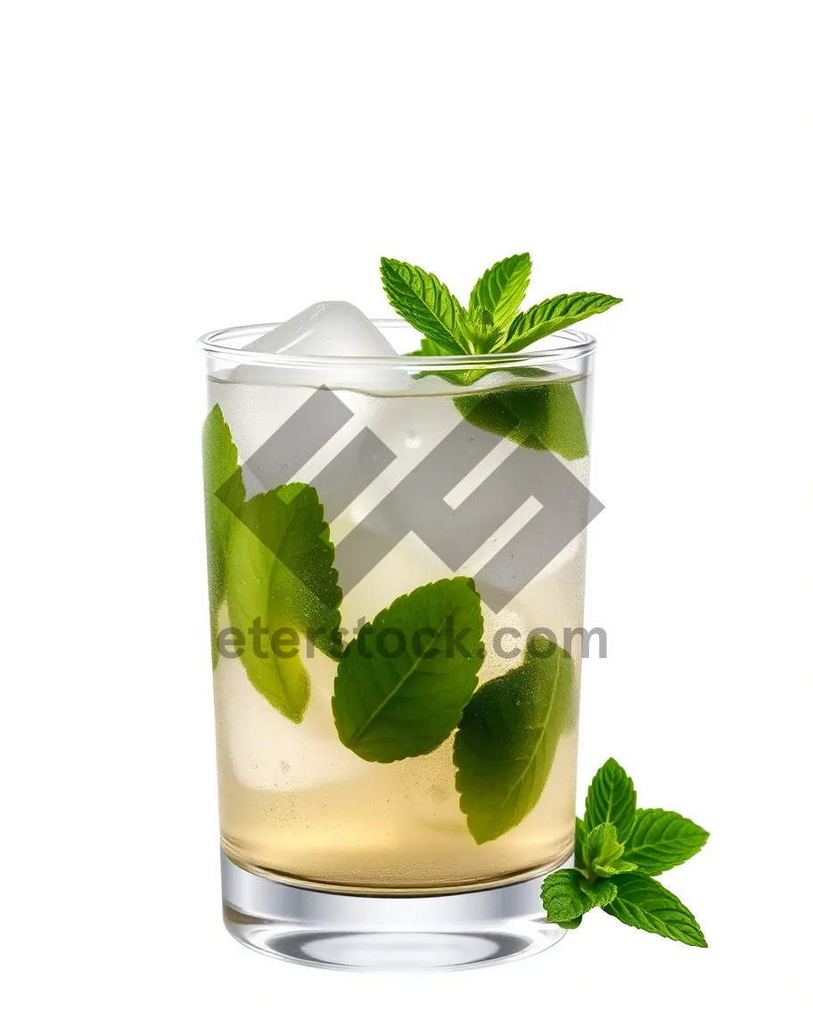 Picture of Fresh Herbal Tea with Organic Plant Leaves