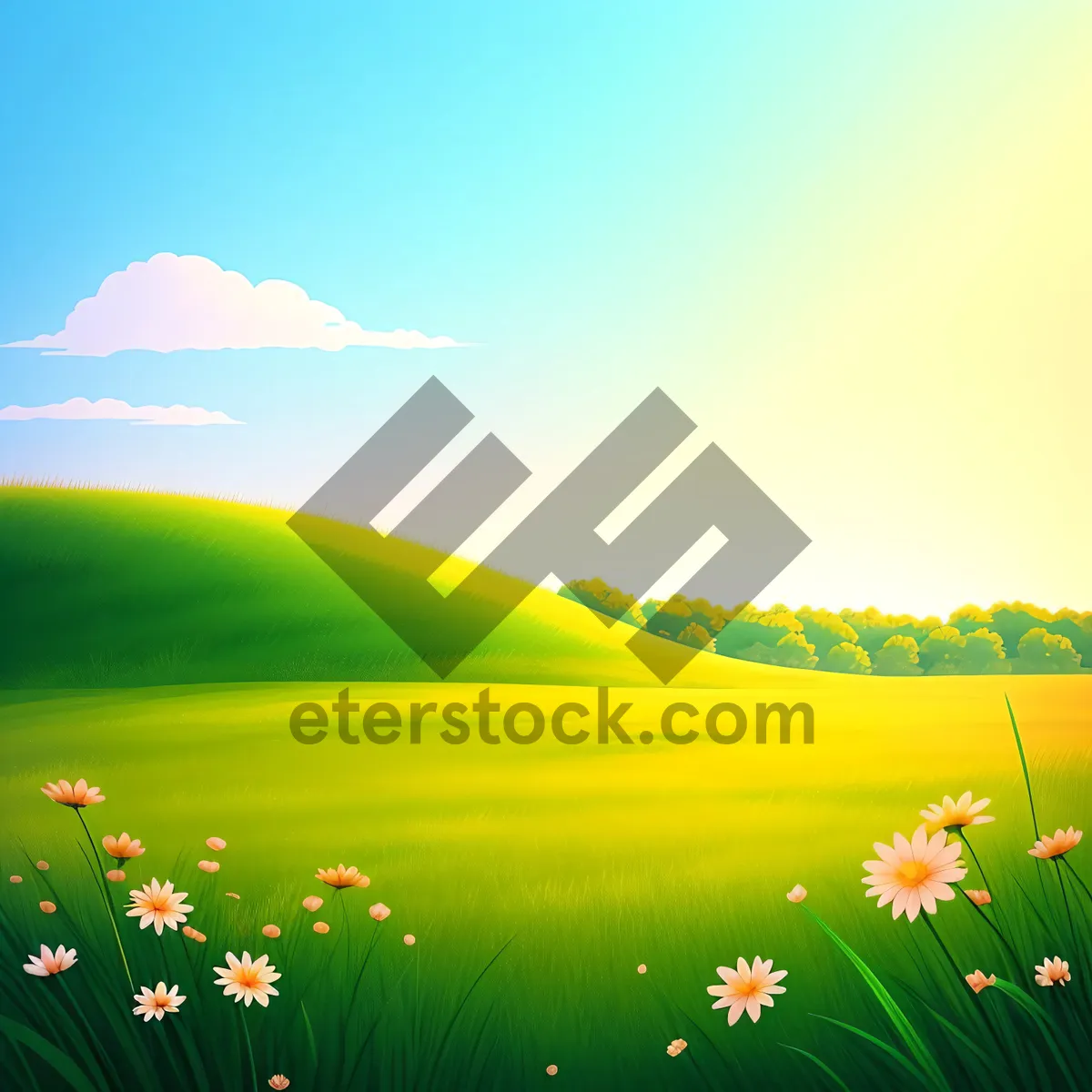 Picture of Sunlit Rural Meadow in Spring
