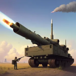 Skyward Power: Military Rocket Propels Through the Air