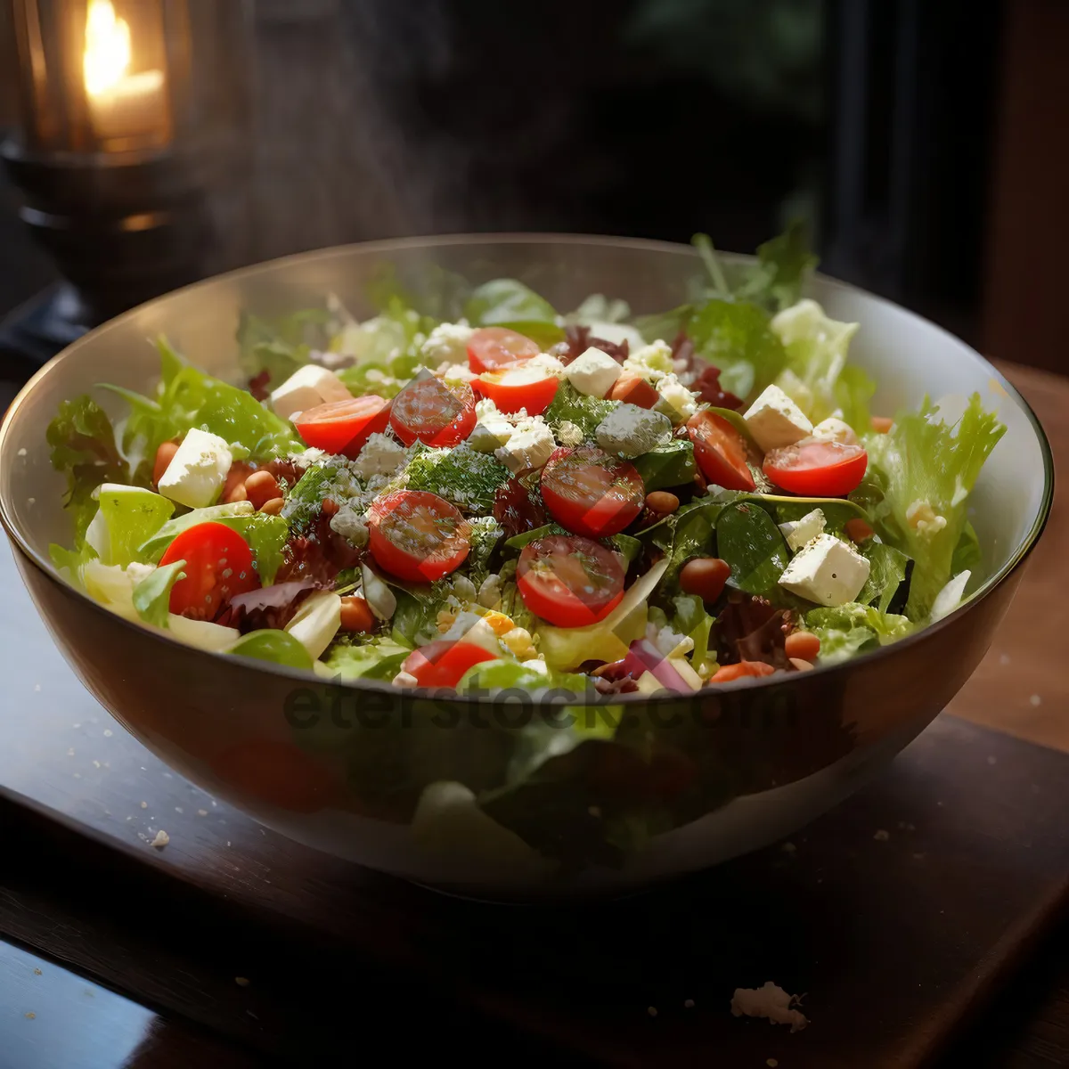 Picture of Healthy Vegetable Salad with Fresh Ingredients and Cheese