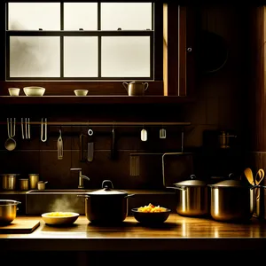Modern Luxury Kitchen Interior with Wood Accents