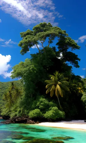 Tropical Paradise: Sky, Palm, Beach, Island, Trees