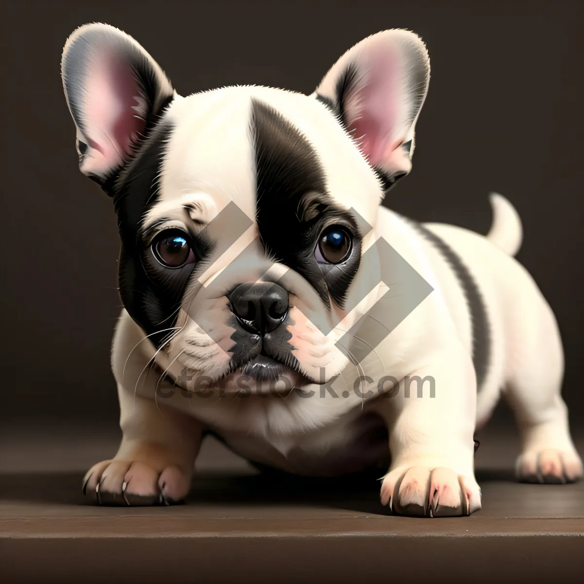 Picture of Adorable Brown Bulldog Puppy Sitting