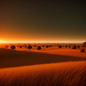 Golden Horizon: Serene Beach Sunset Landscape