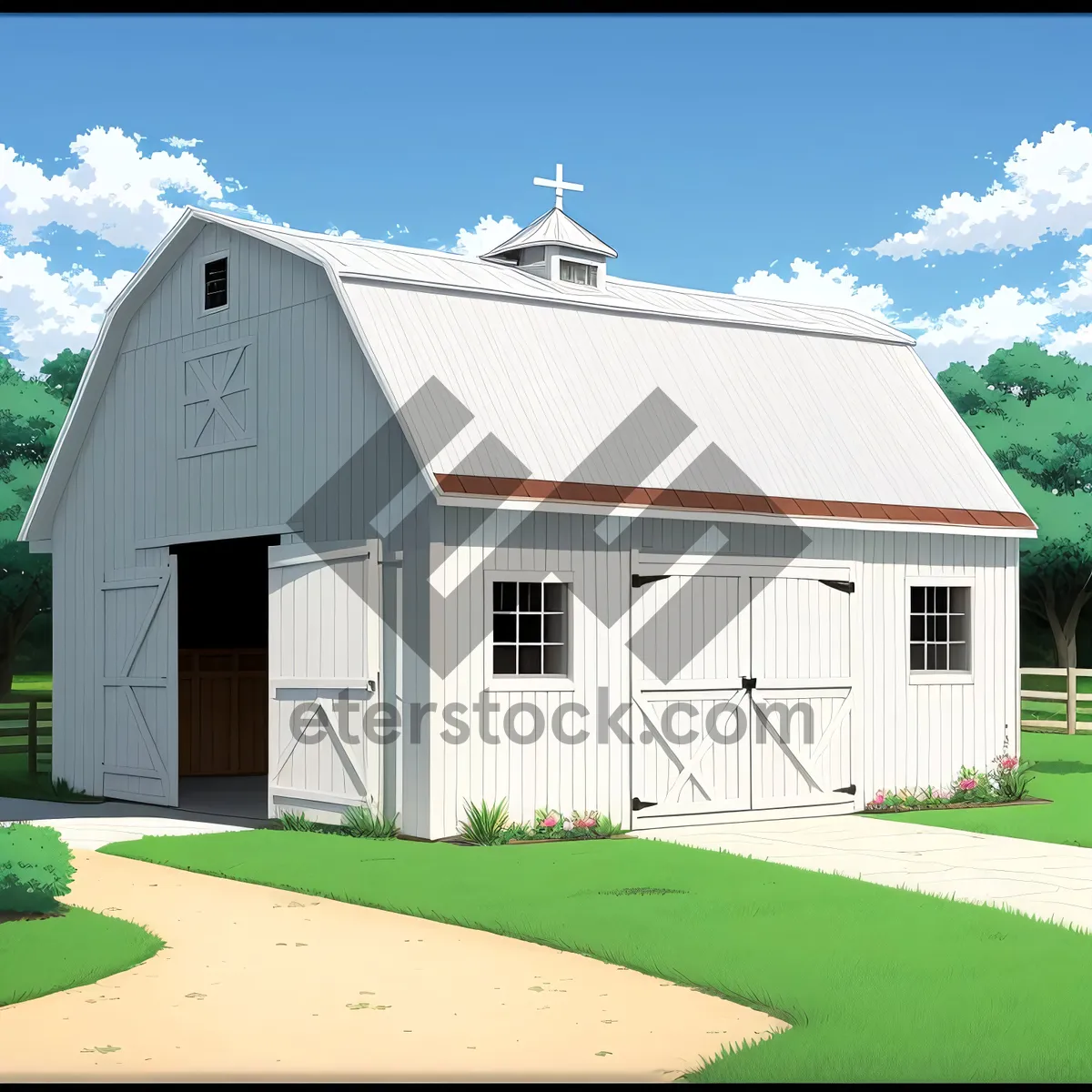 Picture of Barn in Rural Landscape With Rustic Charm