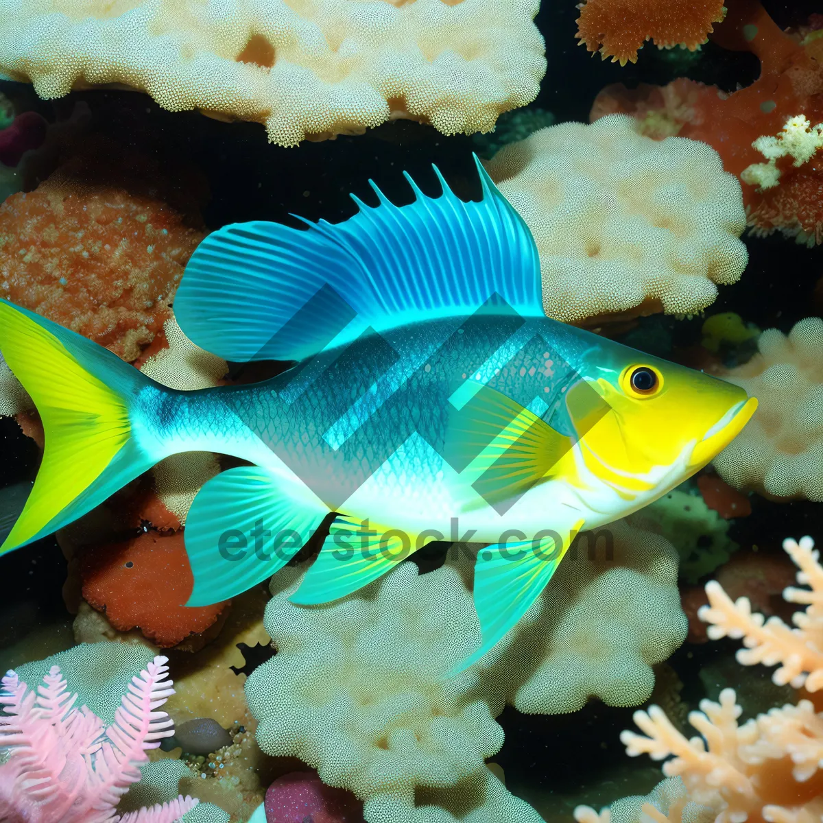 Picture of Colorful Marine Travel: Exotic Aquatic Wildlife Swimming in Tropical Ocean