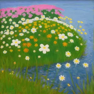 Vibrant Meadow Floral Landscape with Sunny Yellow Daisies