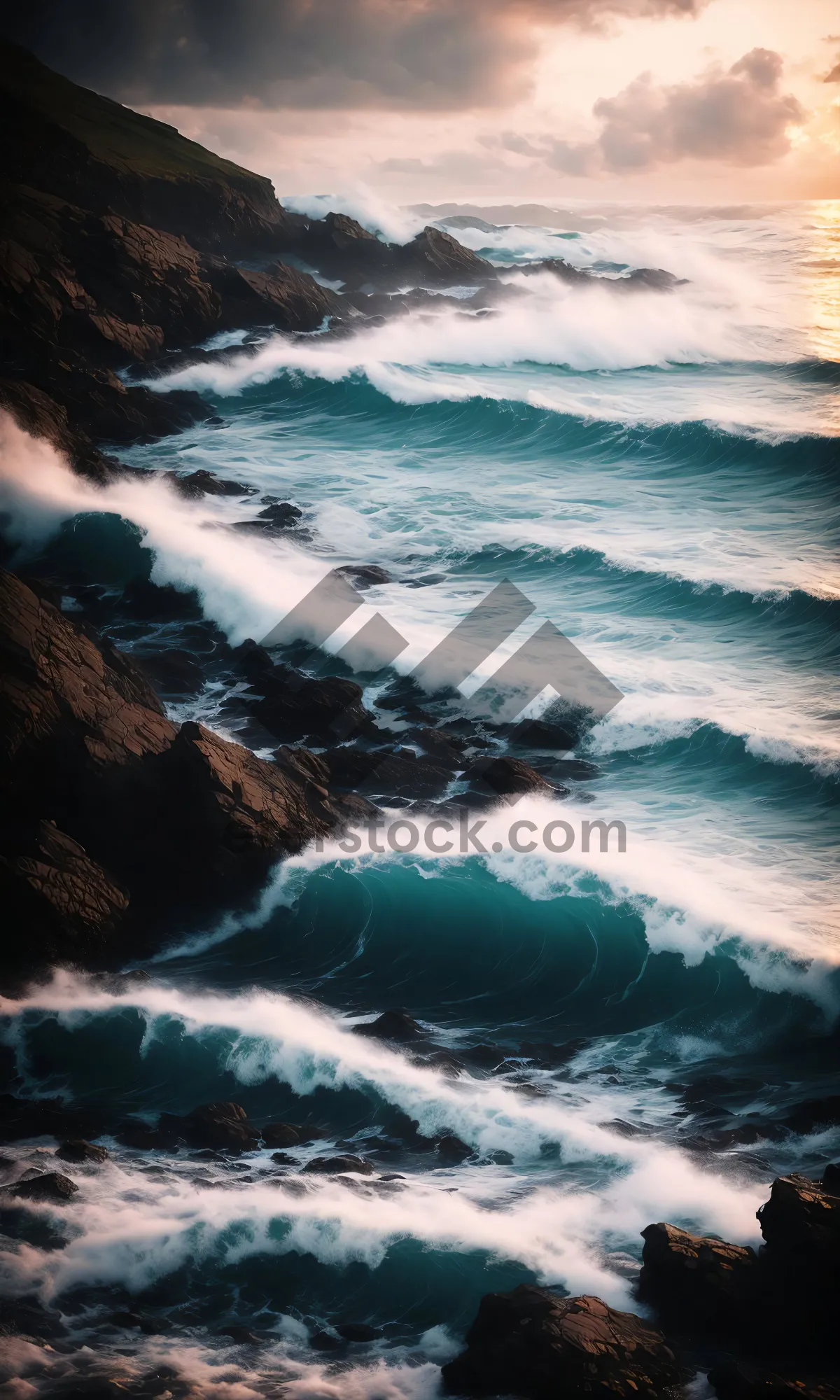 Picture of Tropical Beach Sunset Waves Coast Landscape Photo