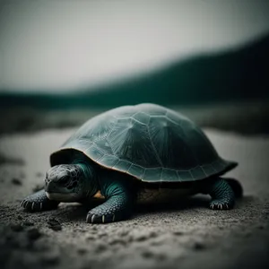 Slow-shelled terrapin: Cute reptile with hard scale protection