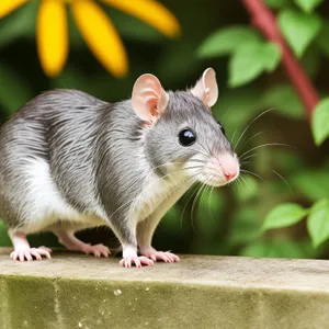 Furry Rodent with Fluffy Tail: Charming Mouse