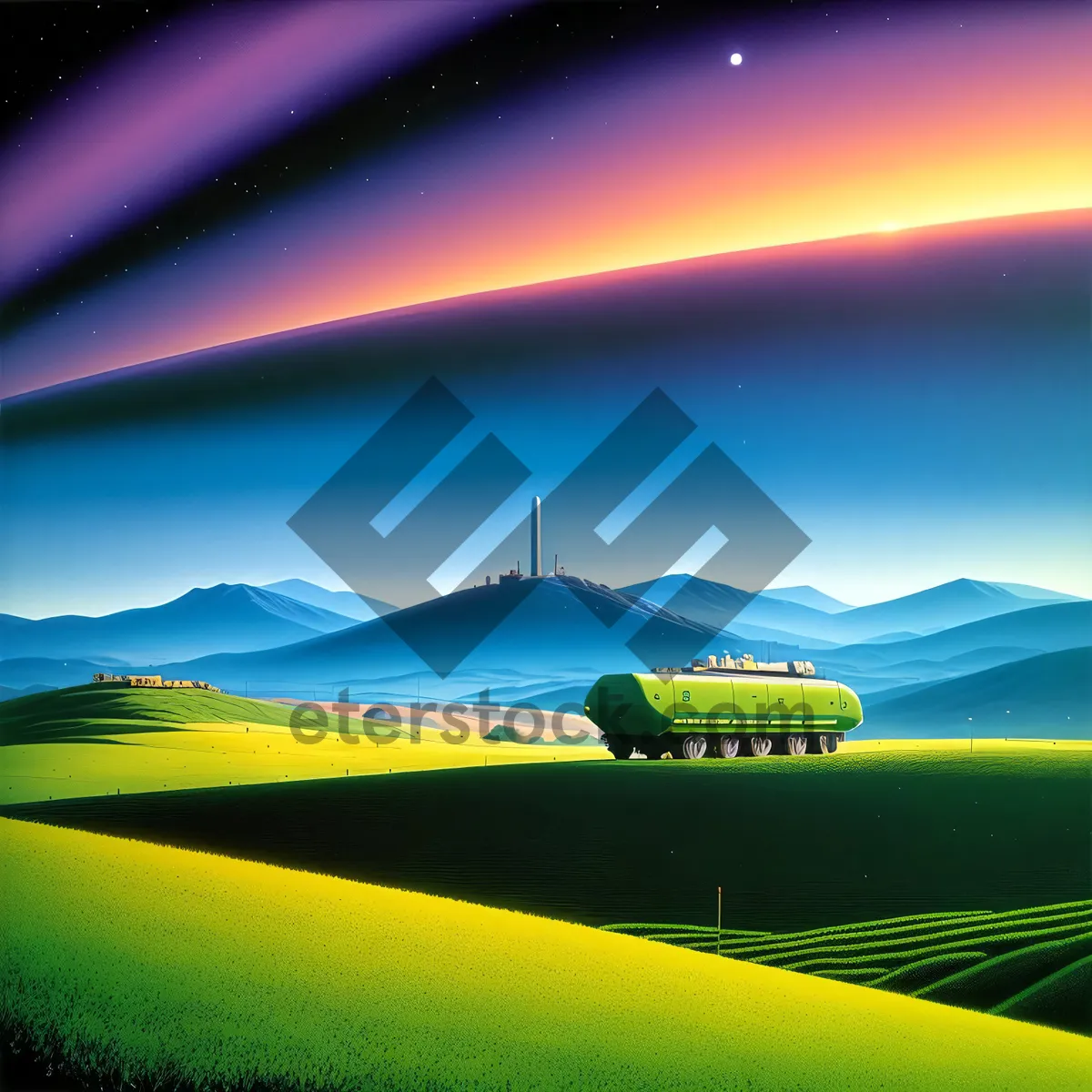 Picture of Vibrant Sunset over Rural Meadow