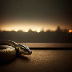 Serene Sunset Beach with Majestic King Snake