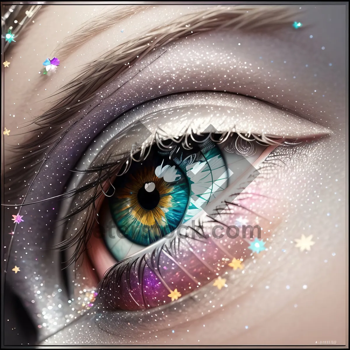 Picture of Vibrant Eye Makeup: Creative Closeup with Bold Mascara