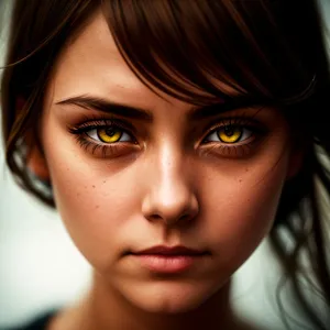 Beautiful Smiling Brunette Fashion Model with Gorgeous Eyes