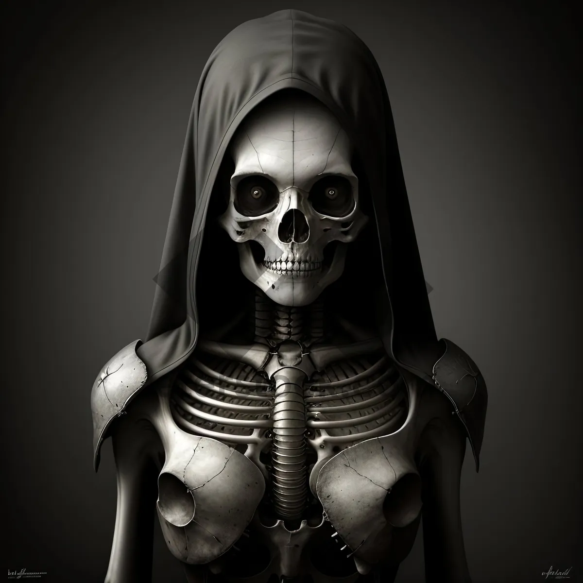 Picture of Dark Skull Anatomy: Intriguing Sculpture of a Black Bone Mask