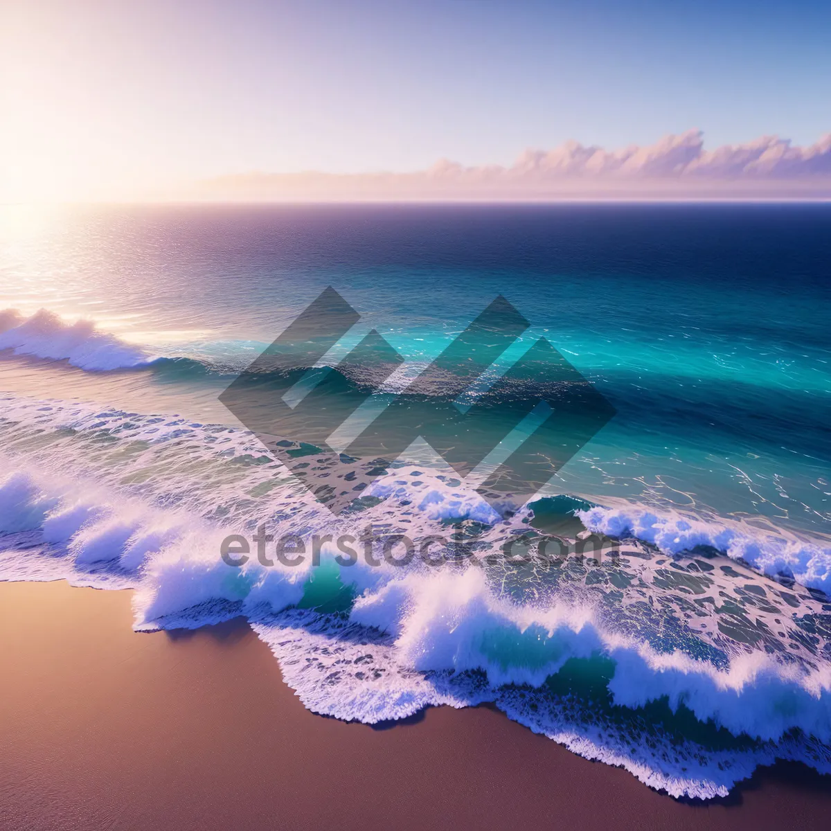 Picture of Serenity by the Seashore - A mesmerizing sunset on a tropical beach.