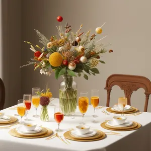 Elegant dinner table setting with luxury decor and flowers.