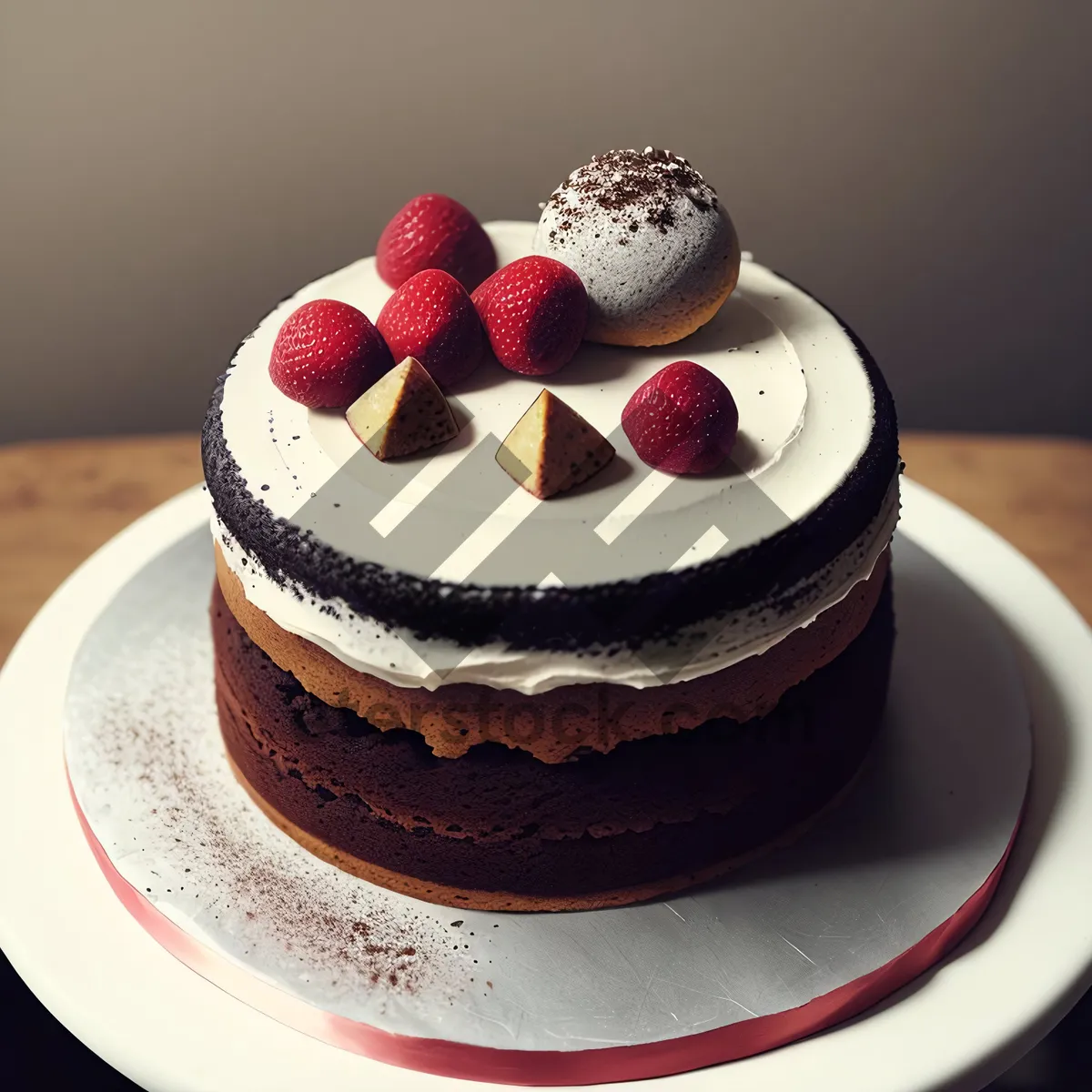 Picture of Delicious Berry Chocolate Cake with Fresh Mint