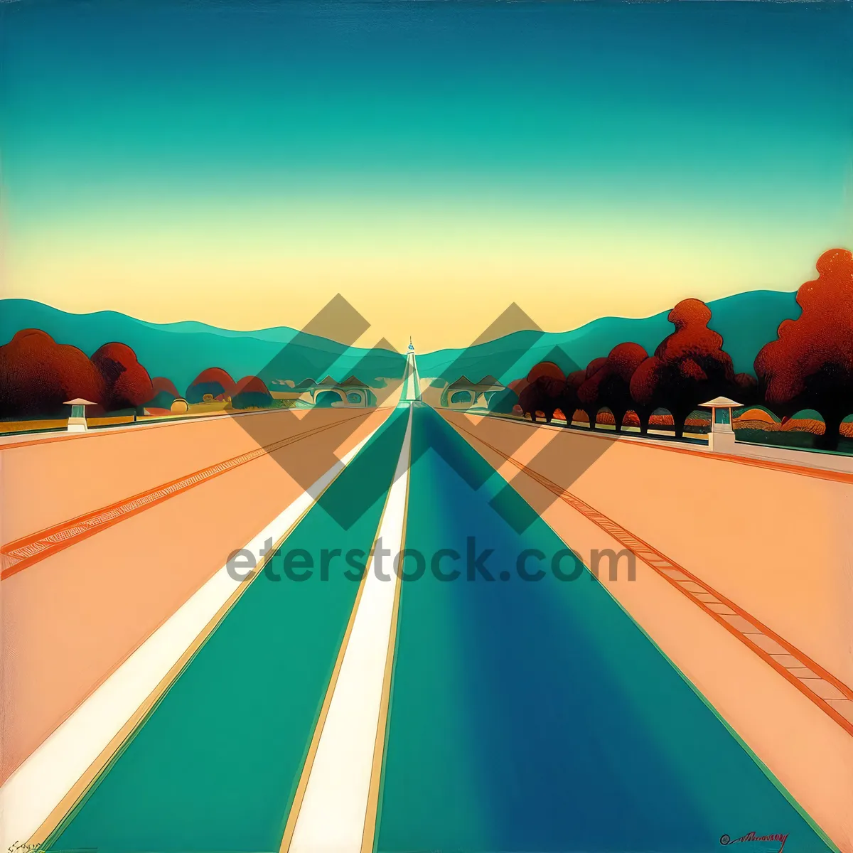 Picture of Asphalt Light Design: Abstract Colorful Motion