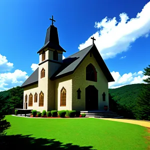 Ancient Monastery Tower in Historic Sky