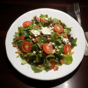 Fresh Gourmet Salad Plate with Cheese and Vegetables