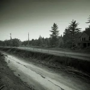 Scenic Country Road with Tree-lined Horizon