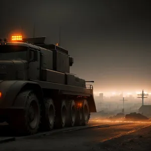 Heavy-duty tow truck hauling cargo on a busy highway.