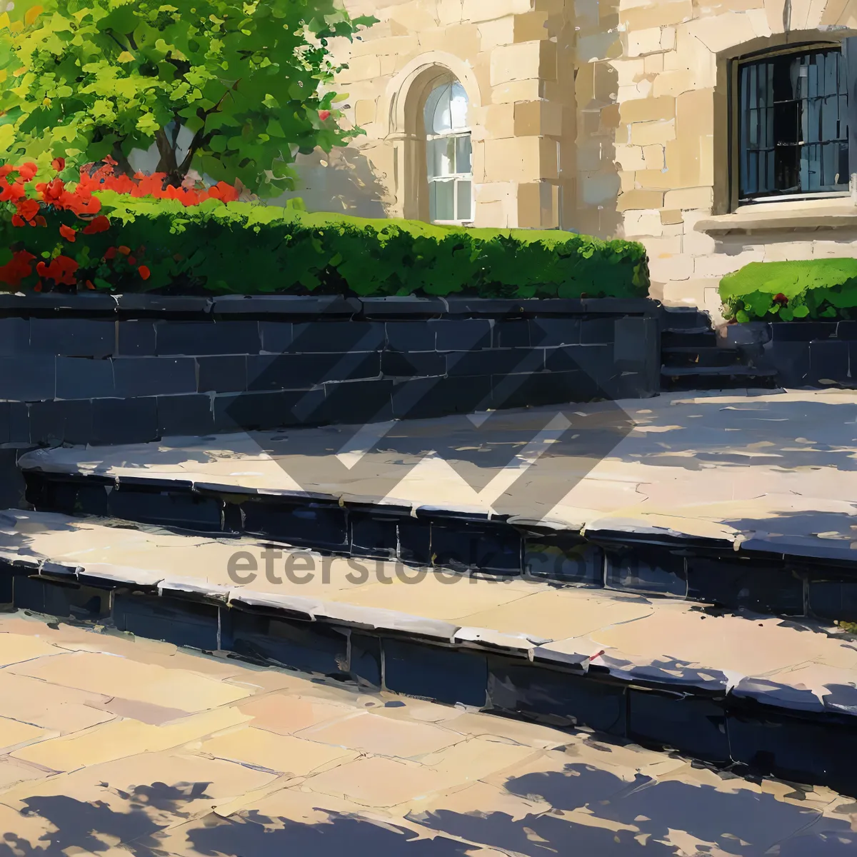 Picture of Cityscape View with Park Bench and Skyline