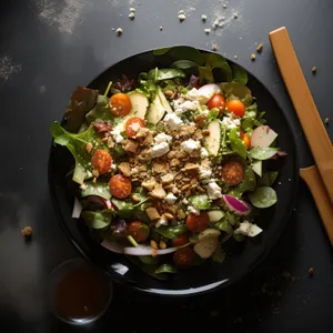 Healthy Vegetarian Salad with Fresh Vegetables and Tasty Sauce